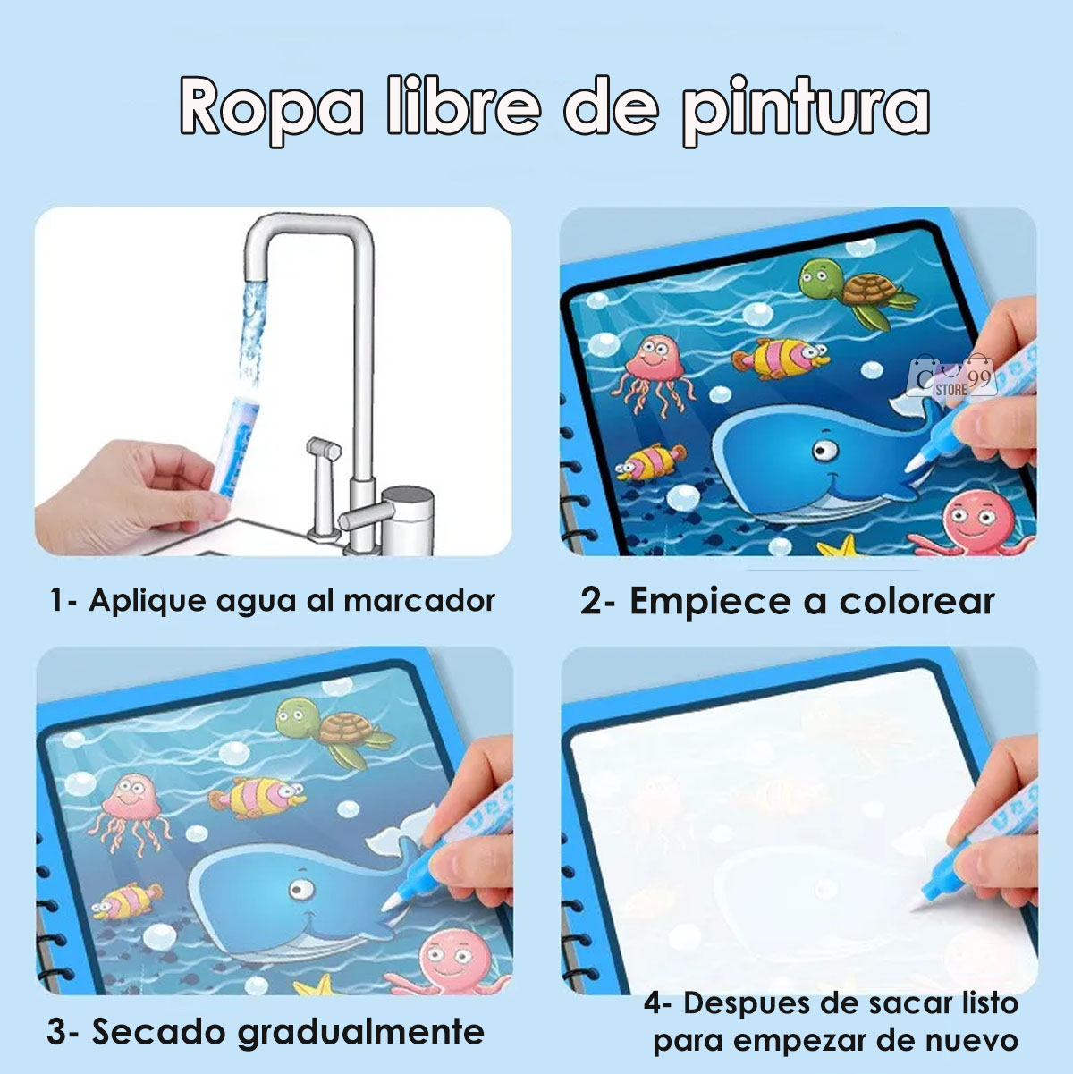 Miniatura 5 de Libro Mágico De Colorear Con agua Packx4